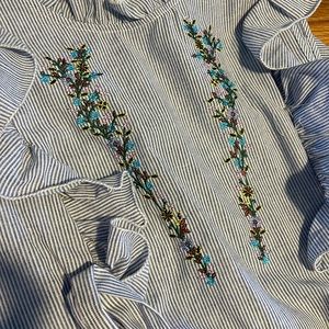 Light Blue Jumpsuit w/ Embroidery detail